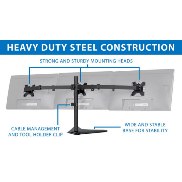 Triple Monitor Stand Table Top 19" to 27" Screen Sizes - Image 4