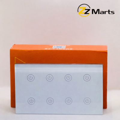 8 Gang Smart Touch Switch Glass Panel – WiFi Enabled | Black & White
