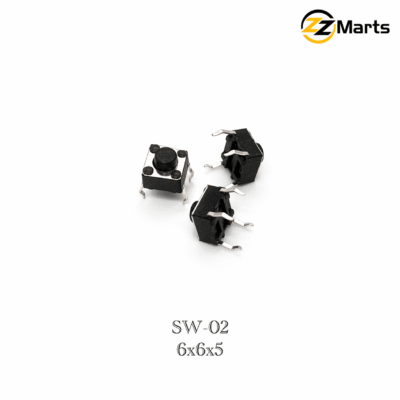 Tactile Push Button Switch 6×6×5mm (SW-02) – 4 Pin Momentary Switch