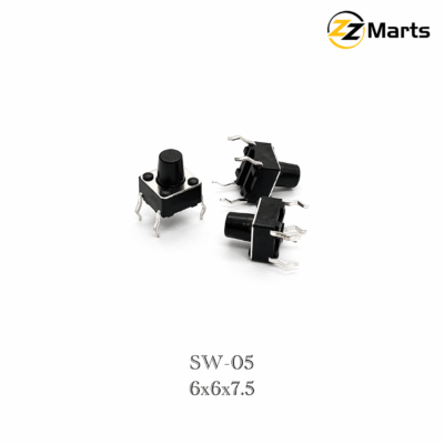 Tactile Push Button Switch 6×6×7.5mm (SW-05) – 4 Pin Momentary Switch