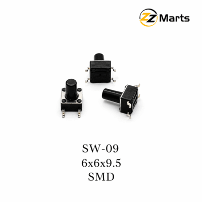 Tactile Push Button Switch 6×6×9.5mm SMD (SW-09) – Surface Mount Long Stem Switch