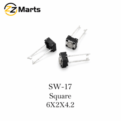 Square Tactile Push Button Switch 6×2×4.2mm (SW-17) – Compact Through-Hole Switch