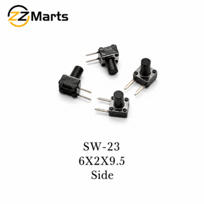 Side Push Tactile Switch 6×2×9.5mm (SW-23) – Horizontal / Right-Angle Button