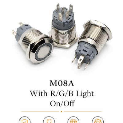 M08A Metal Push Button Switch with RGB LED Light (On/Off)