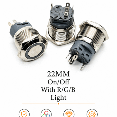 22MM Metal On/Off Push Button Switch with RGB LED Light